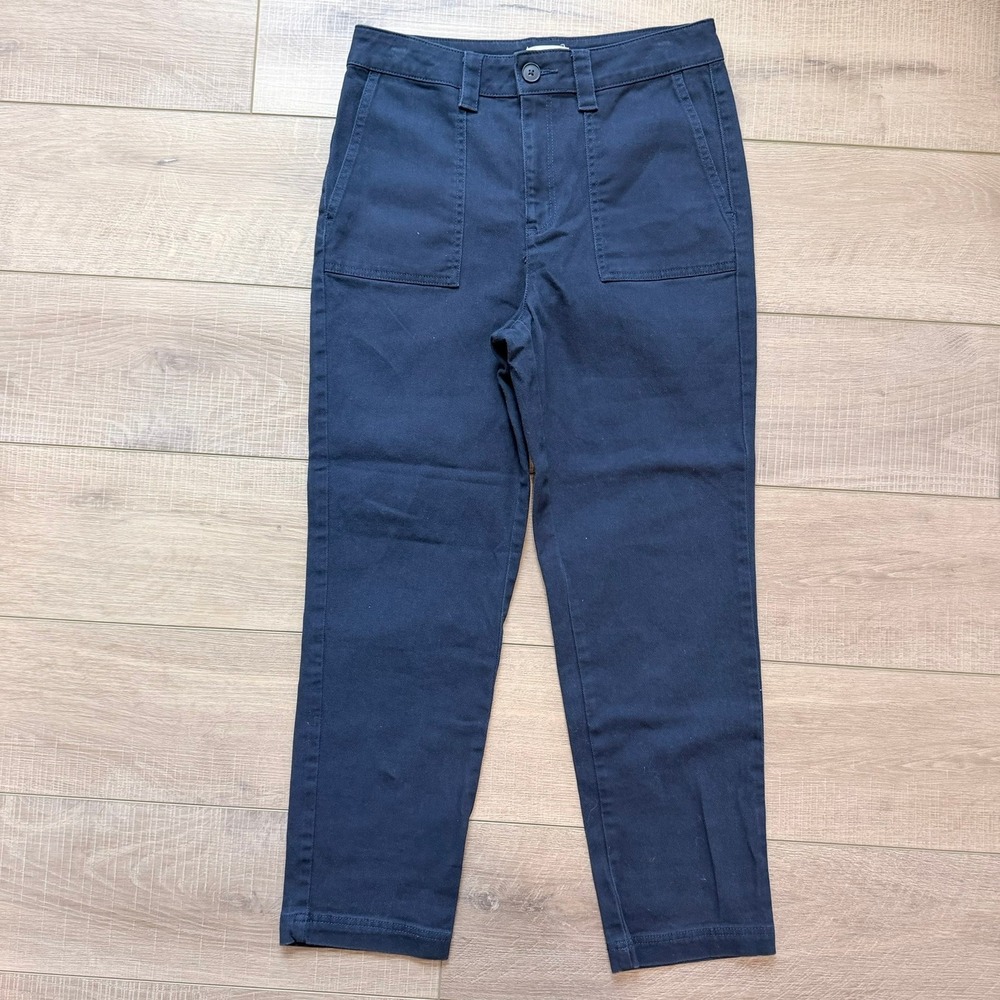 LOFT Outlet Tapered Pants Womens 4 Navy Blue High Rise Front Patch Pocket Twill